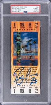 2001 Ray Lewis Signed Super Bowl XXXV Full Ticket From MVP Performance - PSA Authentic, PSA/DNA 10